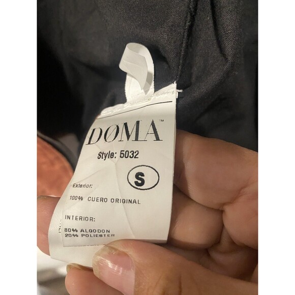 Doma Womens Leather Jacket Distressed Color Block 2 Tone Brown Black Moto Coat S - Picture 5 of 8